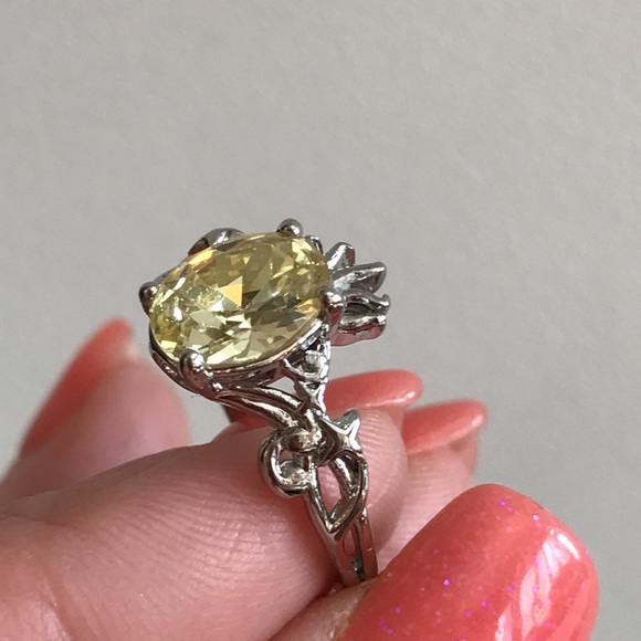 Citrine Jonquil Crystal Ring Sz 6 - Picture 9 of 10